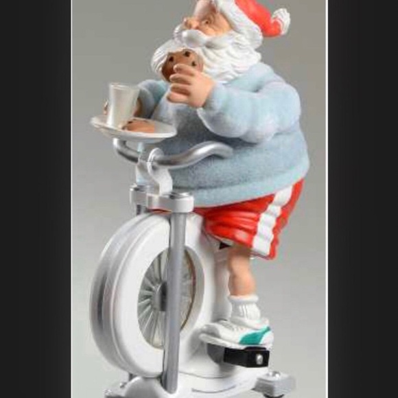 Hallmark Collectors 2003 “Snackercize” Ornament Santa Cycling Eating Cookies - Picture 3 of 5